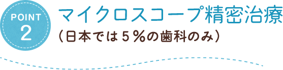 マイクロスコープ精密治療（日本では５％の歯科のみ）